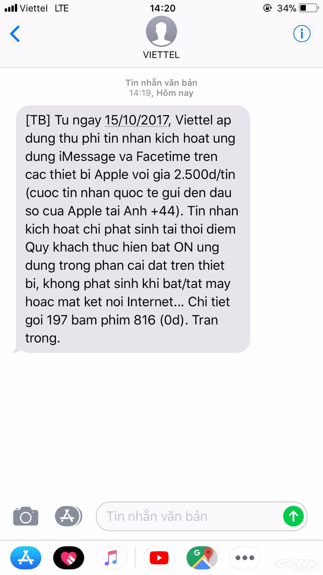 Từ 15/10, Viettel sẽ thu phí 5.000 đồng khi kích hoạt 2 dịch vụ iMessage và Facetime trên các thiết bị của Apple - Ảnh 1.