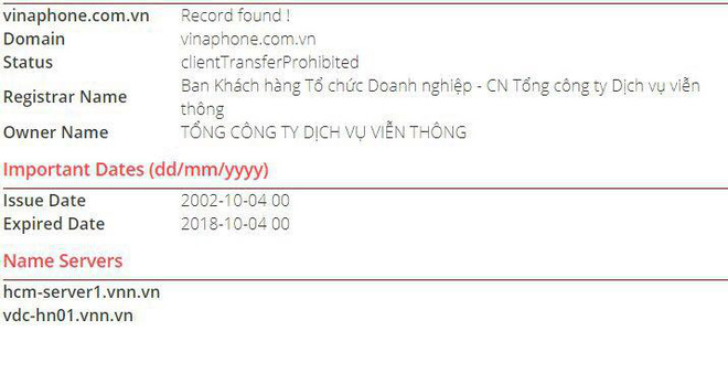 Website Vinaphone sập vì hết hạn sử dụng tên miền - Ảnh 2.