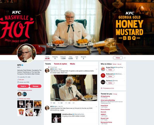 Hãng đồ ăn nhanh KFC chỉ theo dõi 11 người trên Twitter và lý do khiến mọi người hoàn toàn kinh ngạc - Ảnh 1.