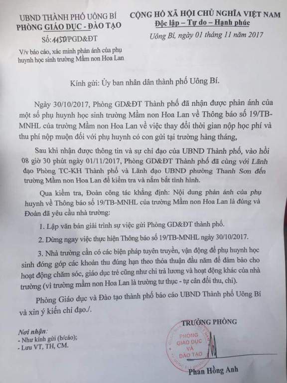 Ph&ograve;ng Gi&aacute;o dục l&ecirc;n tiếng về chuyện phụ huynh bị phạt khi nộp học ph&iacute; muộn - Ảnh 1.