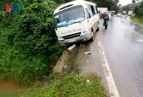 Xe kh&aacute;ch su&yacute;t lao xuống vực, 8 người bị thương - Ảnh 1.