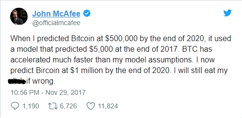 Trùm diệt virus John McAfee: Đến năm 2020 mà bitcoin không đạt 1 triệu USD, tôi sẽ tự cắn vào của quý! - Ảnh 1.