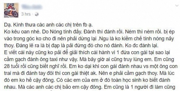 Lộ diện nữ phượt thủ xinh đẹp tấn công người lái taxi bằng gạch - Ảnh 4.