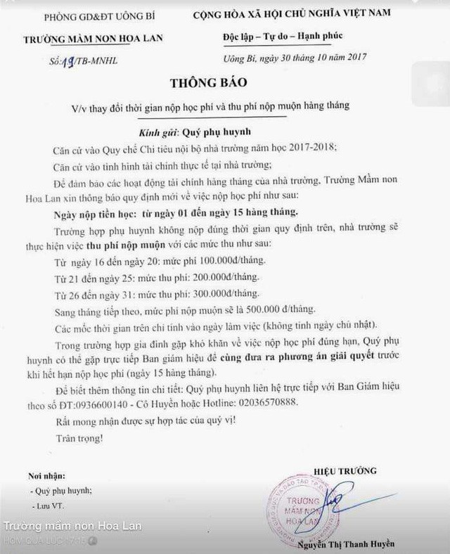Ph&ograve;ng Gi&aacute;o dục l&ecirc;n tiếng về chuyện phụ huynh bị phạt khi nộp học ph&iacute; muộn - Ảnh 3.