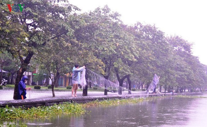  Người dân Huế chèo thuyền, đánh cá trên đường phố trong ngày mưa lũ - Ảnh 7.