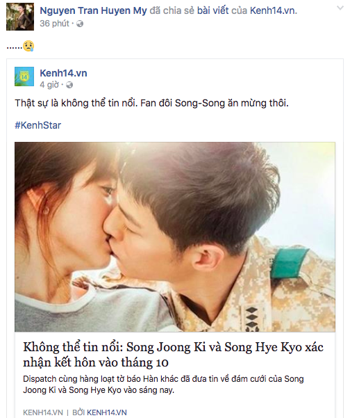 Biết tin Song Hye Kyo và Song Joong Ki kết hôn, sao Việt: Người phấn khích, kẻ khóc ròng - Ảnh 9.
