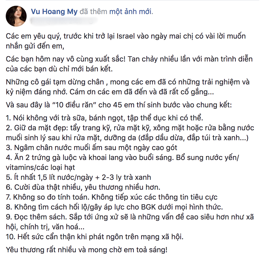 Trước thềm chung kết, Hoàng My cảnh báo thí sinh Hoa hậu Hoàn vũ không hối lộ gây áp lực cho BGK - Ảnh 1. Trước thềm chung kết, Hoàng My cảnh báo thí sinh Hoa hậu Hoàn vũ không hối lộ gây áp lực cho BGK - Ảnh 1.