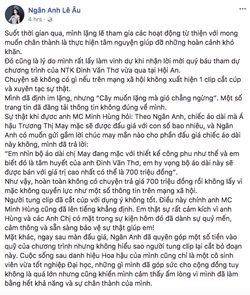 Sự thật thông tin Hoa hậu Đại dương Ngân Anh lật kèo sau khi đấu giá 700 triệu đồng để mua áo dài - Ảnh 3.