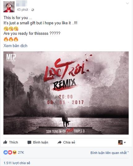 Sơn Tùng M-TP bất ngờ thông báo sắp tung bản Remix hit Lạc trôi khiến fan đứng ngồi không yên - Ảnh 1.