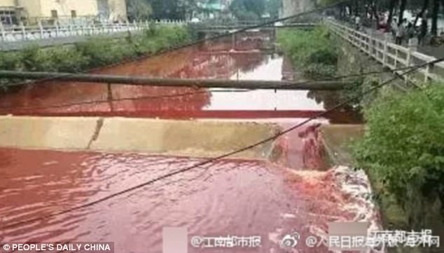 Dòng sông ở Trung Quốc chuyển màu máu như trong phim kinh dị - Ảnh 2.