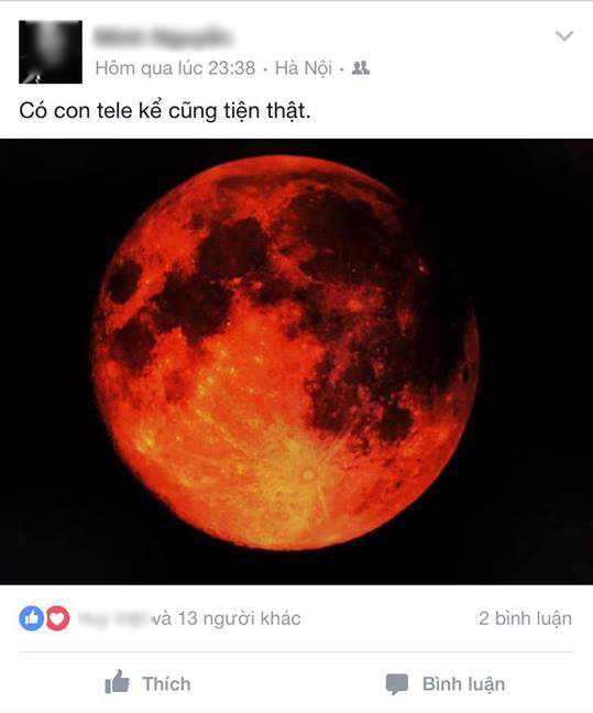 Sự thật về những bức hình trăng máu được cho là của hiện tượng nguyệt thực 1 phần tối qua - Ảnh 1.