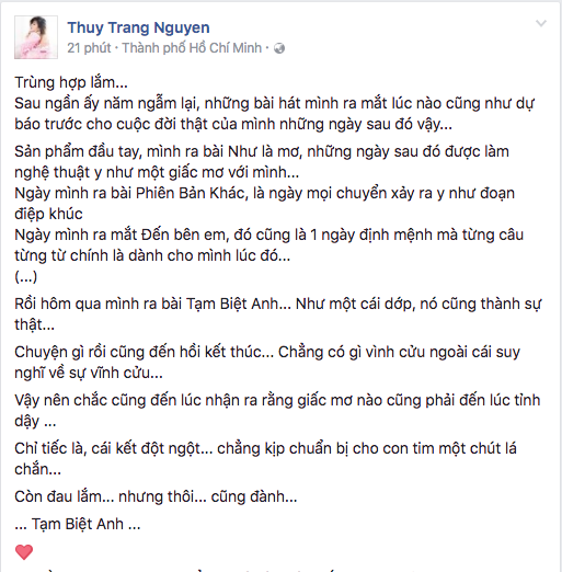 Trang Pháp viết status ẩn ý, ám chỉ đã chia tay bạn trai Dương Khắc Linh - Ảnh 1.