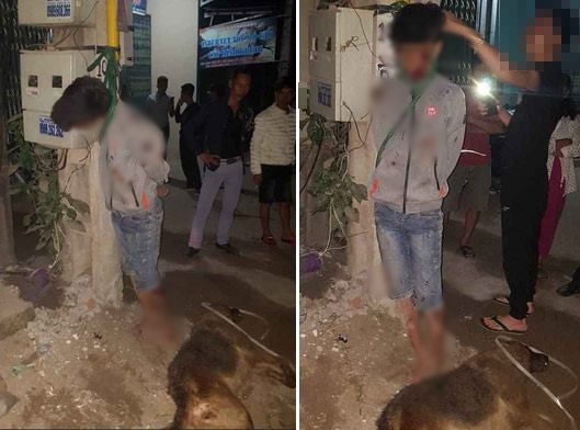 Bắc Giang: Thanh niên 16 tuổi trộm chó bị dân vây đánh bất tỉnh, trói tay chân rồi treo lên cột điện - Ảnh 1.