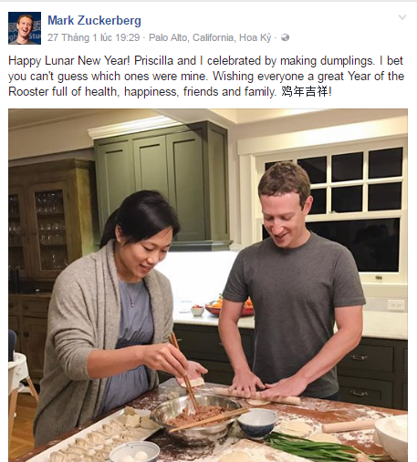 Mark Zuckerberg cùng vợ làm bánh bao kỉ niệm ngày đầu năm mới - Ảnh 1.