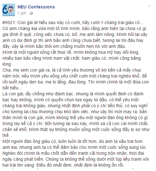 Con gái à! Nếu sau này có cưới, hãy cưới 1 chàng trai giàu có - Ảnh 1.