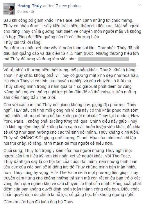 Ho&agrave;ng Th&ugrave;y phản ph&aacute;o khi bị ch&ecirc; giọng qu&ecirc; v&agrave; chưa từng đ&oacute;ng quảng c&aacute;o lại l&agrave;m HLV The Face - Ảnh 2.