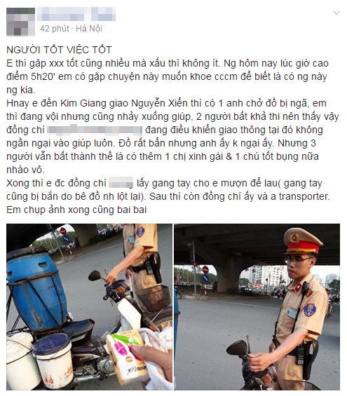 CSGT H&agrave; Nội b&ecirc; th&ugrave;ng đồ bị đổ gi&uacute;p người d&acirc;n giữa giờ tan tầm - Ảnh 1.