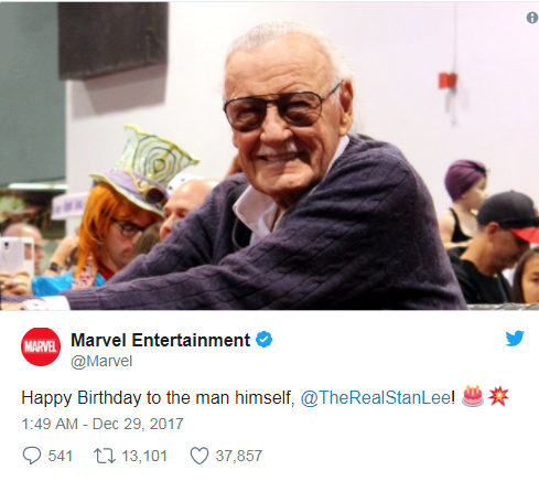 Anh em Avengers nhao nhao chúc mừng thọ bố già Stan Lee tròn 95 tuổi - Ảnh 1.