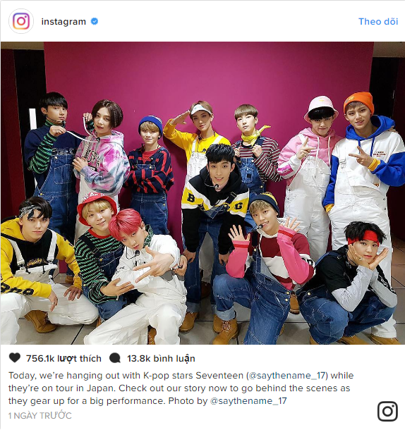 Seventeen - nh&oacute;m nhạc đầu ti&ecirc;n được xuất hiện tr&ecirc;n t&agrave;i khoản ch&iacute;nh thức của Instagram - Ảnh 1.