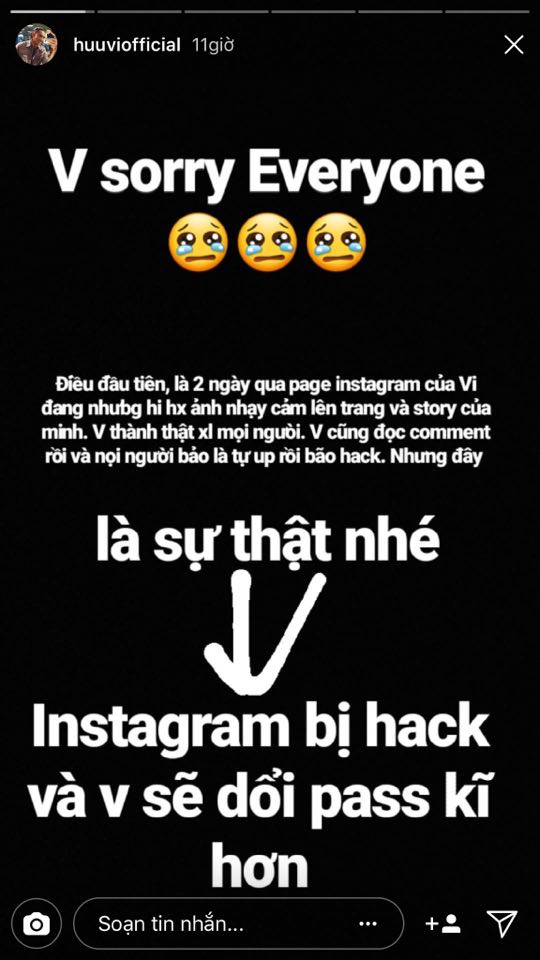 Hữu Vi ch&iacute;nh thức l&ecirc;n tiếng về việc bị giả mạo instagram, đăng to&agrave;n h&igrave;nh ảnh phản cảm - Ảnh 2.