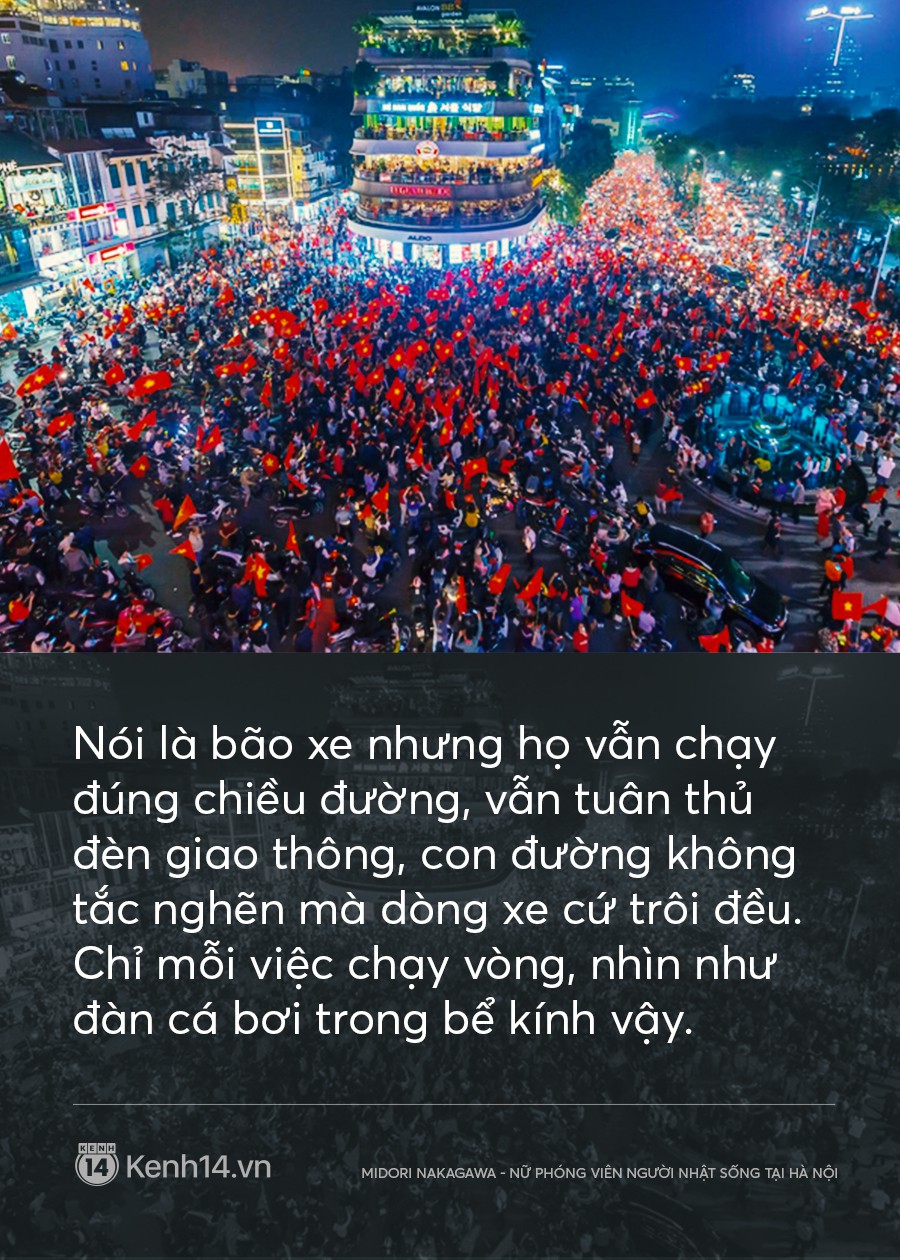 Nữ phóng viên Nhật ngả mũ trước cách ăn mừng U23 của người Hà Nội: Đêm qua quậy tưng bừng vậy mà sáng ra vẫn khoẻ khoắn đi làm! - Ảnh 3.