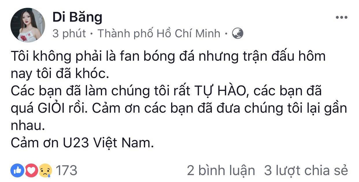 U23 Việt Nam ơi, đã quá tuyệt vời rồi!: Sao Việt đồng loạt lên tiếng động viên đội tuyển nước nhà - Ảnh 3. U23 Việt Nam ơi, đã quá tuyệt vời rồi!: Sao Việt đồng loạt lên tiếng động viên đội tuyển nước nhà - Ảnh 3.