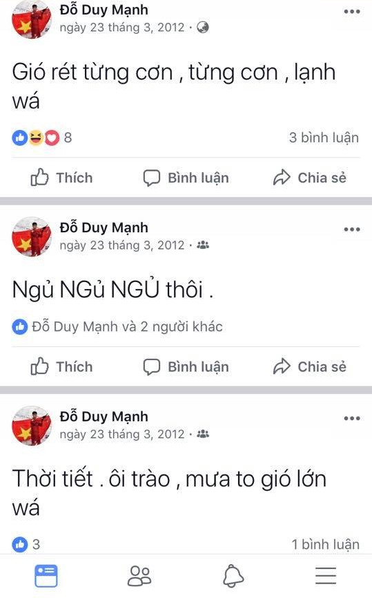 Thời trẻ tr&acirc;u của Duy Mạnh U23: viết FB chỉ to&agrave;n than thở về chuyện nắng mưa, ăn ngủ, lại c&ograve;n teencode - Ảnh 3.