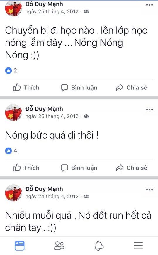 Thời trẻ trâu của Duy Mạnh U23: viết FB chỉ toàn than thở về chuyện nắng mưa, ăn ngủ, lại còn teencode - Ảnh 7.