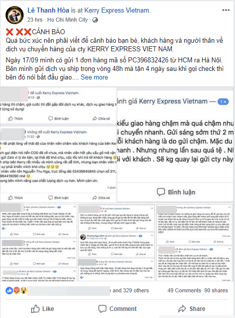 NTK Lê Thanh Hòa bức xúc vì công ty Kerry Express làm thất lạc gói bưu phẩm trị giá hơn 65 triệu đồng, nhưng chỉ đền 320k - Ảnh 1.