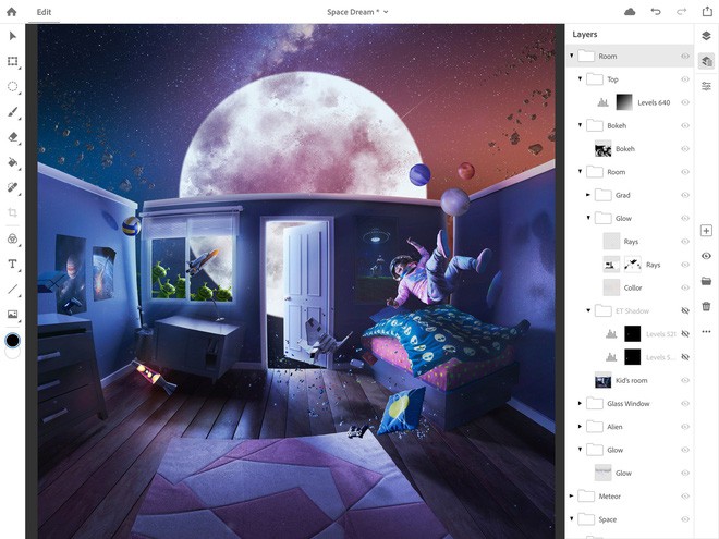 Adobe công bố Photoshop CC bản đầy đủ dành cho iPad vào năm 2019, có thể đồng bộ với desktop - Ảnh 1.