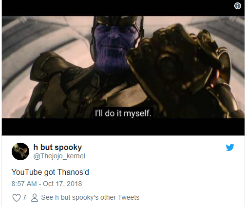 Youtube sập trên toàn cầu, anh khoai tím Thanos bị fan Marvel réo tên- Ảnh 2.