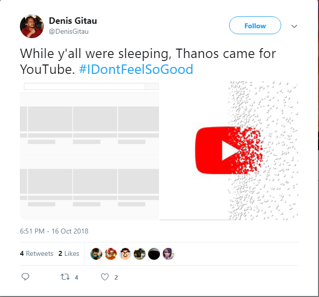 Youtube sập trên toàn cầu, anh khoai tím Thanos bị fan Marvel réo tên - Ảnh 7.