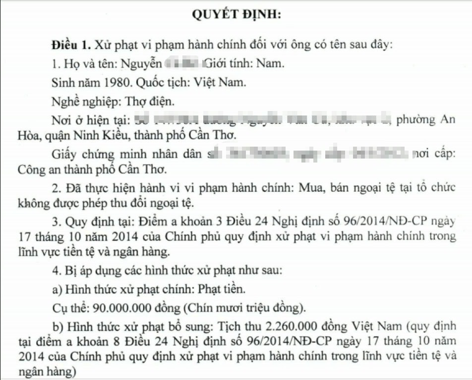Anh thợ điện bị phạt 90 triệu vì đổi 100 USD: “Tui không ngờ số tiền phạt lớn như vậy!” - Ảnh 2. Anh thợ điện bị phạt 90 triệu vì đổi 100 USD: “Tui không ngờ số tiền phạt lớn như vậy!” - Ảnh 2.