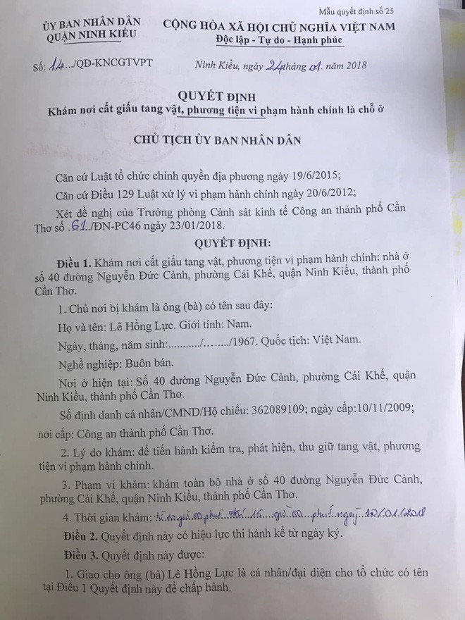 Bán 100 USD bị phạt 90 triệu ở Cần Thơ: Vì sao quyết định khám tiệm vàng có trước 6 ngày xảy ra vụ đổi tiền? - Ảnh 1.