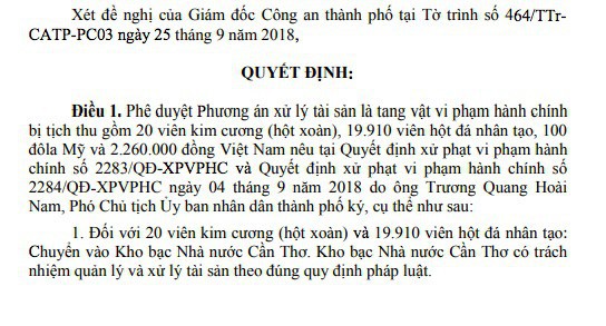 Vụ đổi 100 USD bị phạt 90 triệu: Phê duyệt phương án xử lý 20 viên kim cương tịch thu của tiệm vàng - Ảnh 1.