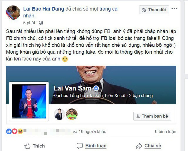 MC Lại Văn Sâm chính thức tham gia mạng xã hội Facebook - Ảnh 1.