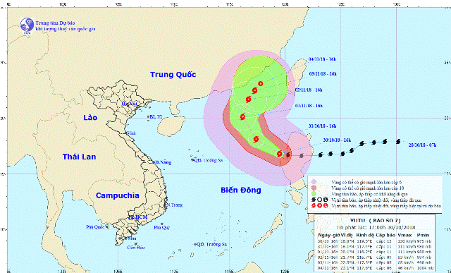 Siêu bão Yutu tiến vào Biển Đông, trở thành bão số 7 - Ảnh 1.