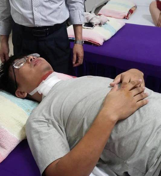 Hải Ph&ograve;ng: Người đi đường bị d&acirc;y c&aacute;p viễn th&ocirc;ng cứa cổ, phải nhập viện - Ảnh 1.