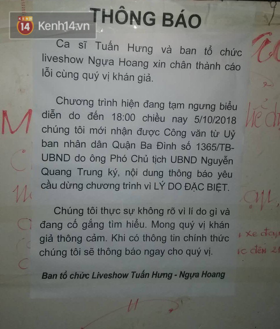 Liveshow Tuấn Hưng bị hủy: Đại diện Sở VH-TT cũng không biết lý do - Ảnh 1.