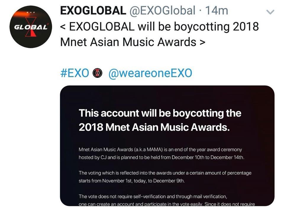 Fandom tuyên bố tẩy chay MAMA: Tạm biệt những cuộc đua bình chọn nảy lửa giữa EXO và BTS - Ảnh 1. Fandom tuyên bố tẩy chay MAMA: Tạm biệt những cuộc đua bình chọn nảy lửa giữa EXO và BTS - Ảnh 1.