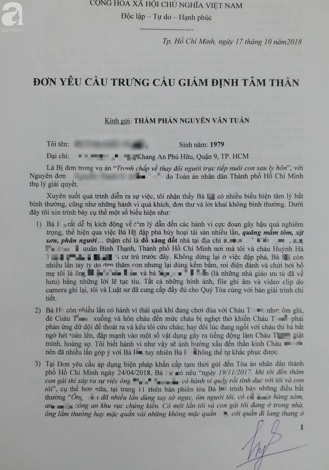 Vụ tranh giành quyền nuôi con gái 7 tuổi: Người mẹ được cho là phóng hỏa, tự đập đầu khi đến thăm con lên tiếng - Ảnh 6.