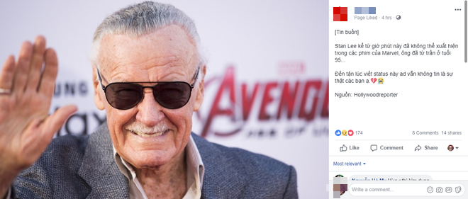 Nửa đ&ecirc;m nhận tin dữ, netizen Việt đau l&ograve;ng vĩnh biệt biểu tượng của Marvel Stan Lee - Ảnh 5.