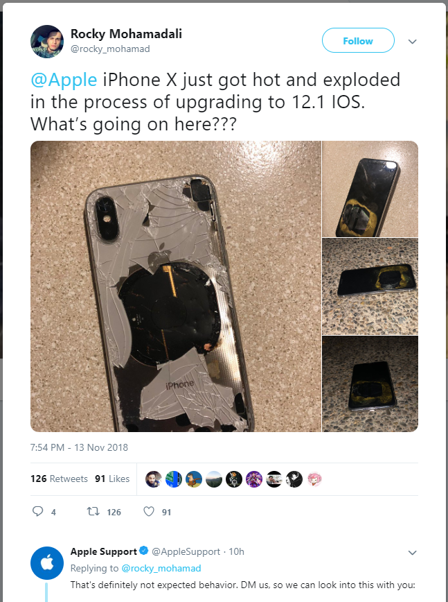 iPhone X phát nổ khi cập nhật lên iOS 12.1, Apple lập tức điều tra - Ảnh 1.