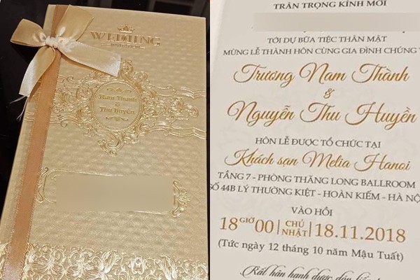 Hé lộ thiệp cưới của Trương Nam Thành với bạn gái doanh nhân lớn tuổi - Ảnh 1.
