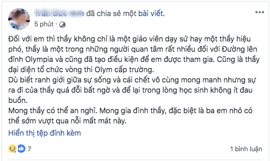 Phó hiệu trưởng trường Chu Văn An qua đời, nhiều thế hệ học sinh bày tỏ sự đau buồn trên MXH - Ảnh 6.