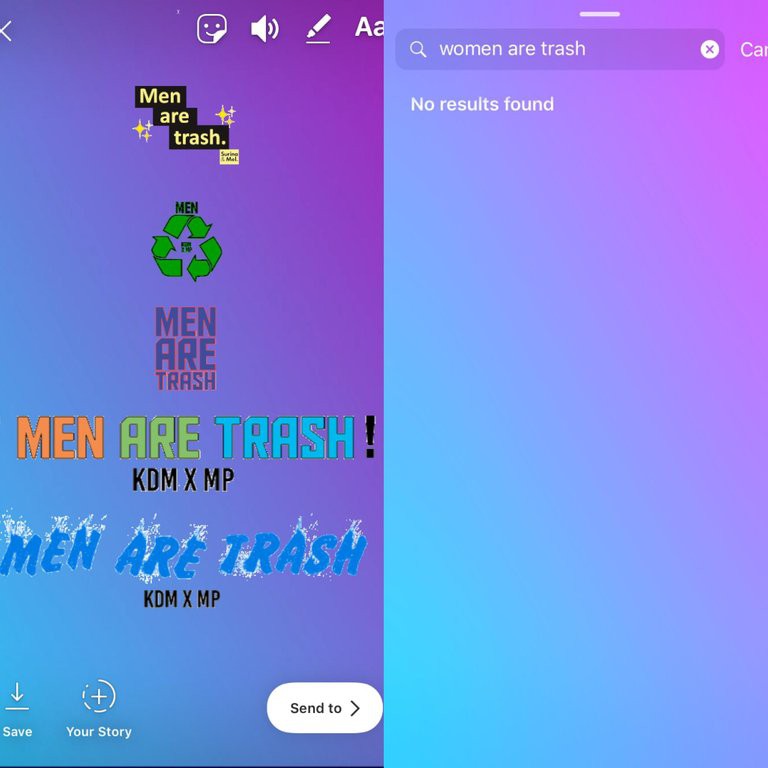 Mò mẫm Instagram thấy ảnh GIF miệt thị đàn ông, bị cư dân mạng ném gạch cho là chuyện tầm phào - Ảnh 2. Mò mẫm Instagram thấy ảnh GIF miệt thị đàn ông, bị cư dân mạng ném gạch cho là chuyện tầm phào - Ảnh 2.
