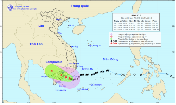 Tin bão số 9 khẩn vào đêm khuya: Sức gió tăng cấp trong đêm, Sài Gòn có thể bị ảnh hưởng trực tiếp - Ảnh 1.