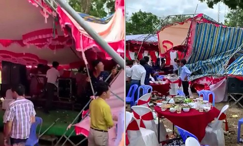 Clip: B&atilde;o số 9 k&egrave;m gi&oacute; lớn cuốn phăng rạp cưới ở B&igrave;nh Thuận, 300 quan kh&aacute;ch đang dự tiệc bỏ chạy t&aacute;n loạn - Ảnh 3.