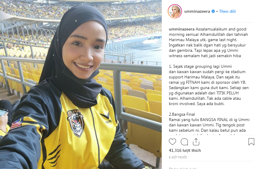 Nữ minh tinh Malaysia thất vọng về cổ động viên nhà, nghi ngờ vé tại Bukit Jalil được tuồn bán trái phép - Ảnh 1. Nữ minh tinh Malaysia thất vọng về cổ động viên nhà, nghi ngờ vé tại Bukit Jalil được tuồn bán trái phép - Ảnh 1.