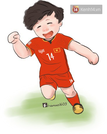 Các cầu thủ đội tuyển Việt Nam bình thường trên sân mạnh mẽ là thế, nay bỗng hóa cute dưới nét vẽ chibi siêu đáng yêu - Ảnh 6.
